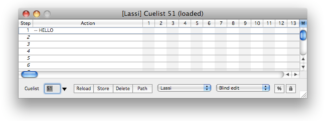 The first cue list in LCEdit+