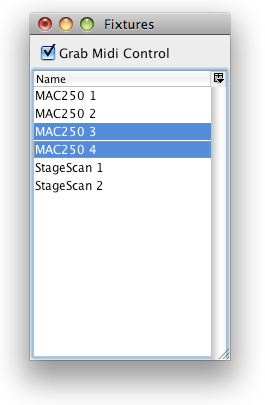 The fixture list window