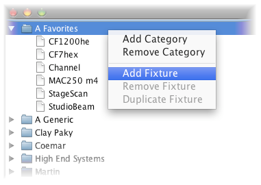 The fixture categories