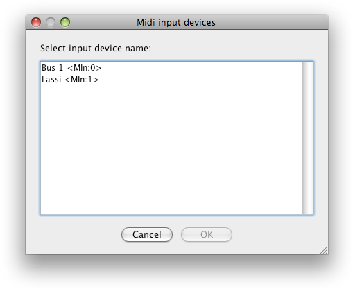 Input Device Selection Dialog